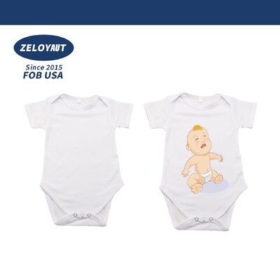 Qualidade Bodysuits Brancos Personalizados com Estampa de Sapo Sublimação Macacão de Bebê Liso em Branco Poliéster Rompers Macacão para Bebê e Criança Pequena Fábrica