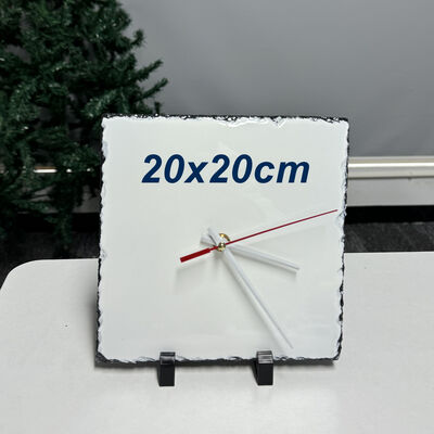 Qualidade Em estoque, Relógio Quadrado 20x20cm Sublimação de Rocha Slate Impressão personalizada e presentes personalizados, acabamento brilhante e mate disponível Fábrica