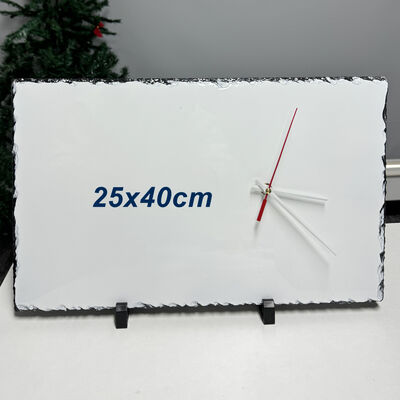Calidad En stock, Reloj rectangular 25x40cm Sublimación de pizarra de roca Impresión personalizada y regalos personalizados, acabado brillante y mate disponible Fábrica
